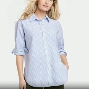 Universal Thread Blue & White Tiny Striped Oversized Button Down Shirt Size M
